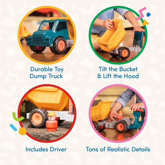Battat  Dump Truck Classic Toddler Trucks w/Soft Rubber Wheels For 18+ Months - Picture 9 of 16
